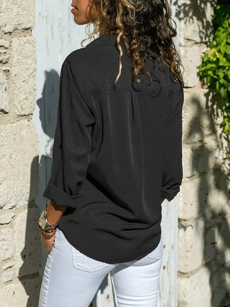 Button-Down Shirt with V-Neck