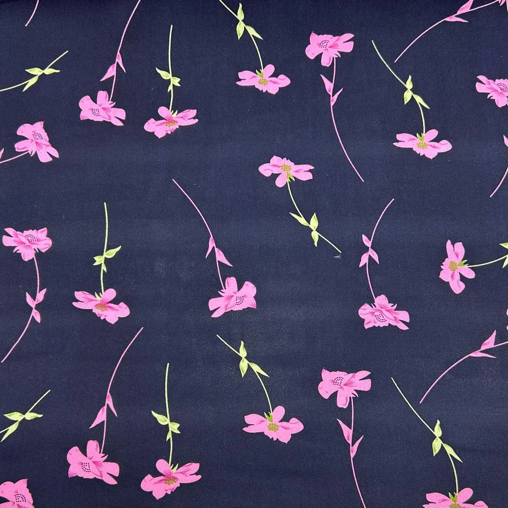 Falling Flowers Viscose Challis Fabric