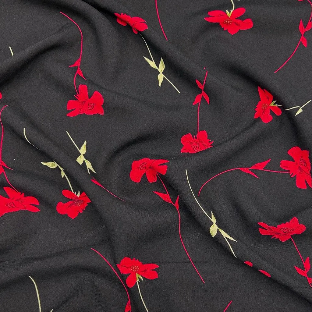 Falling Flowers Viscose Challis Fabric