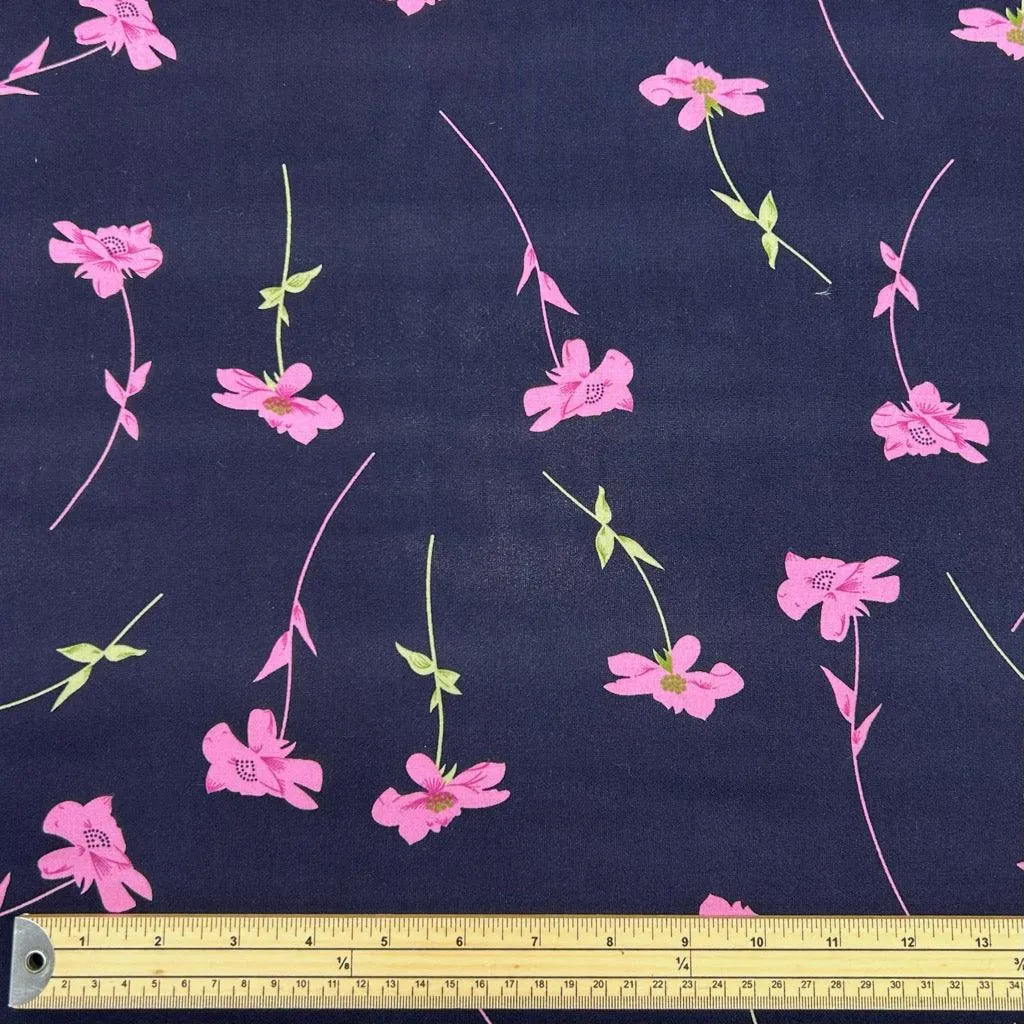 Falling Flowers Viscose Challis Fabric