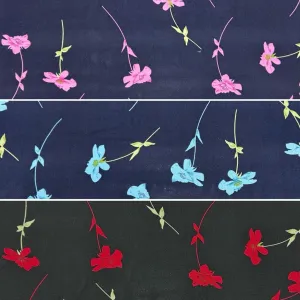 Falling Flowers Viscose Challis Fabric
