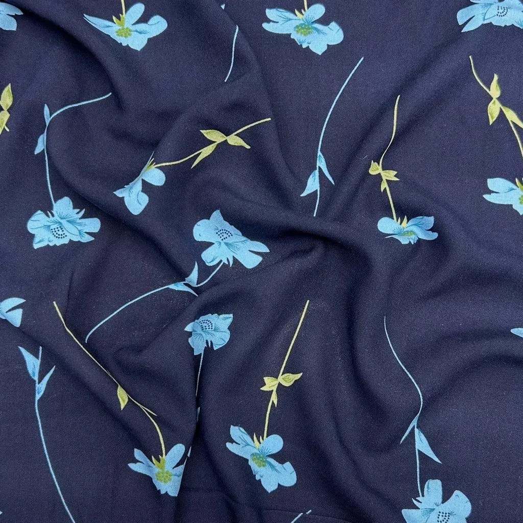 Falling Flowers Viscose Challis Fabric