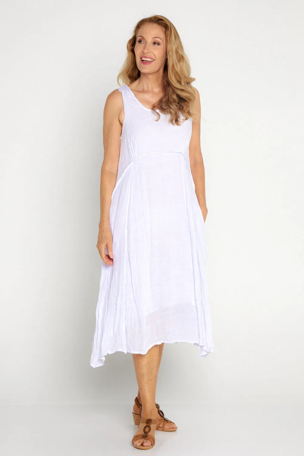 Sleeveless Waterhouse Dress - White