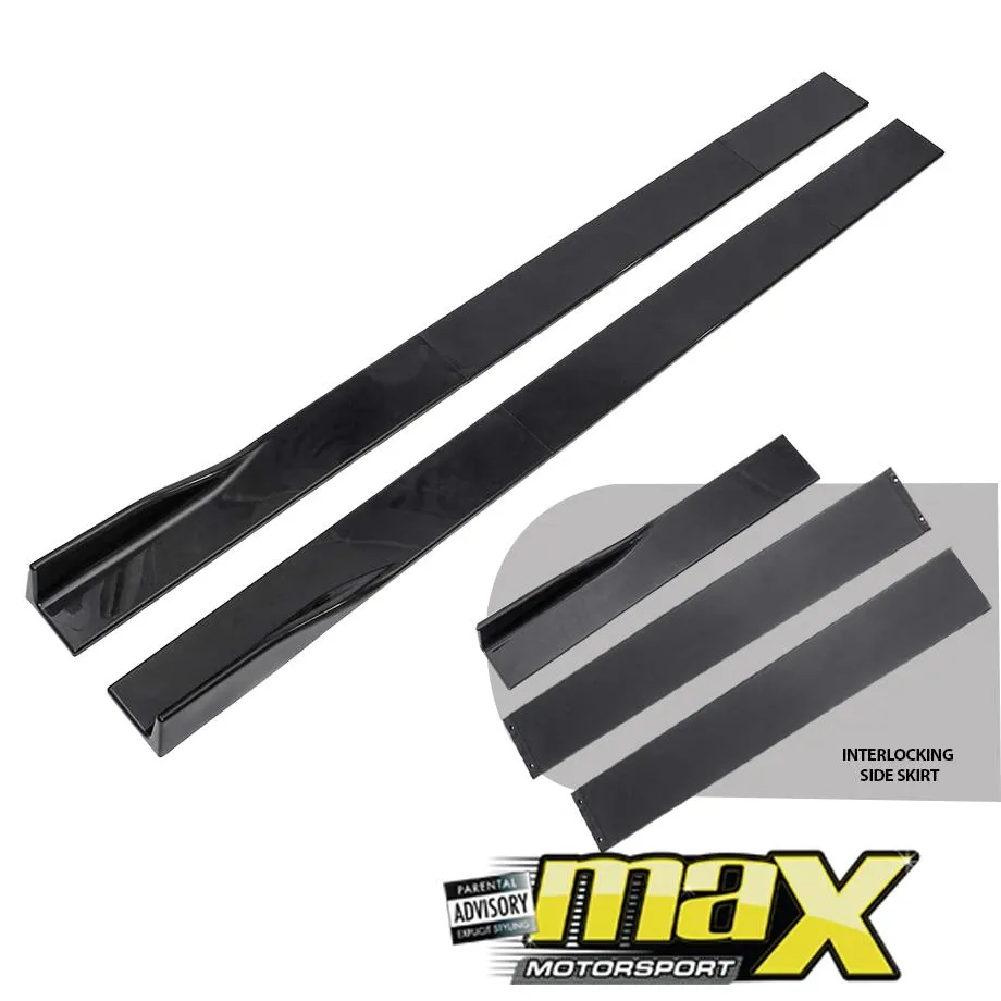 Universal 6-Piece Gloss Black Interlocking Side Skirts Extensions