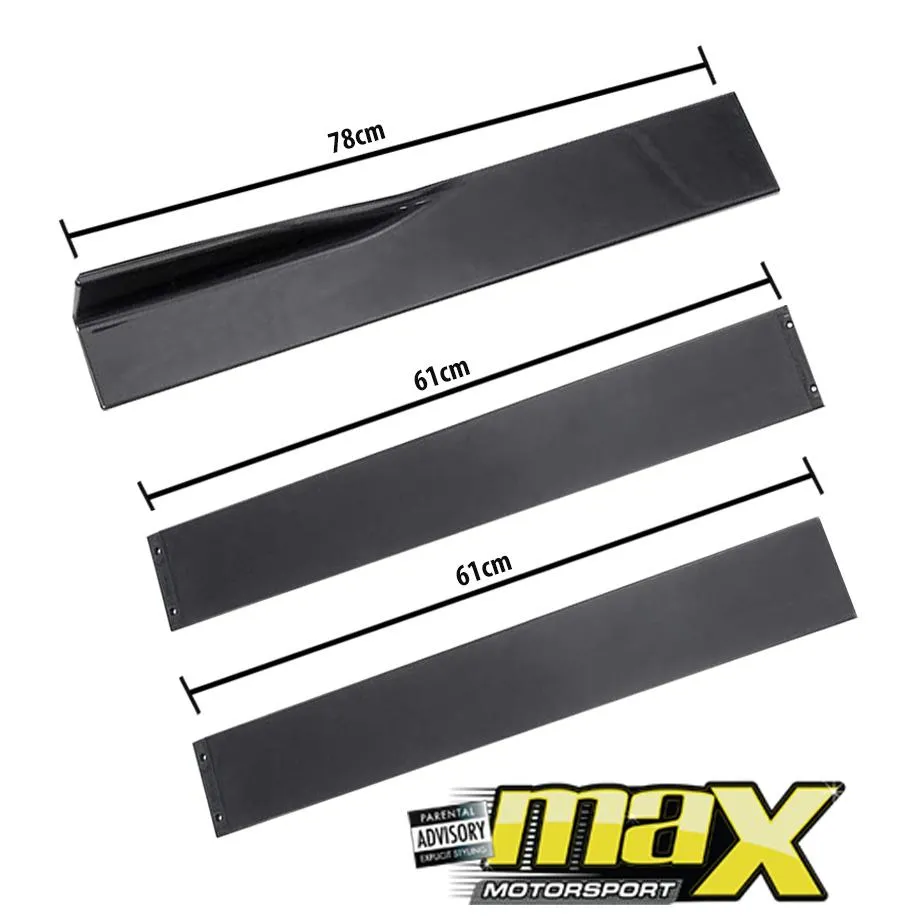 Universal 6-Piece Gloss Black Interlocking Side Skirts Extensions